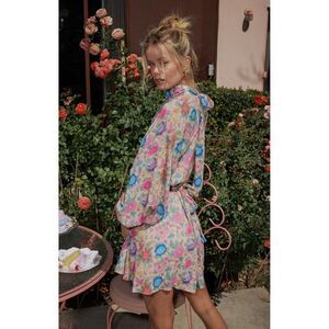 NWT SPELL & THE GYPSY COLLECTIVE Sz S MOSSY HIGH NECK MINI DRESS IN SPRING GARDE